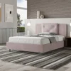 Letto 140x210cm contenitore francese con tre bottoni in microfibra glicine lilla LIT286