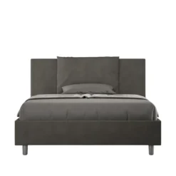 Letto 140x210cm contenitore francese giroletto in microfibra grigio LIT280