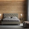 Letto 140x210cm contenitore francese con testiera a rombo cappuccino LIT316