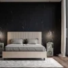 Letto 140x210cm contenitore francese con testiera a linee verticali tortora LIT322