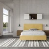 Letto 140x190cm contenitore francese testiera liscia in microfibra ocra LIT270