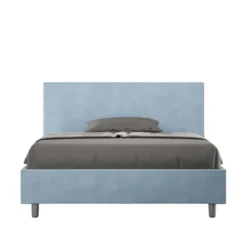 Letto 140x190cm contenitore francese testiera liscia in microfibra azzurro LIT270