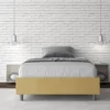 Letto 140x210cm contenitore francese sommier in microfibra ocra LIT268