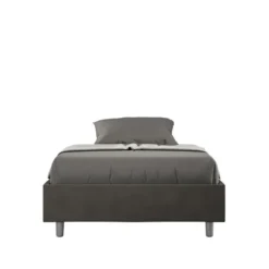 Letto 140x210cm contenitore francese sommier in microfibra grigio LIT268