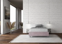 Letto 140x210cm contenitore francese sommier in microfibra glicine lilla LIT268