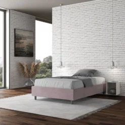 Letto 140x210cm contenitore francese sommier in microfibra glicine lilla LIT268