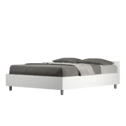 Letto 140x190cm contenitore francese effetto legno bianco frassino LIT336