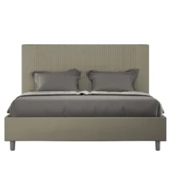 Letto 140x190cm contenitore francese con testiera a linee verticali cappuccino LIT318
