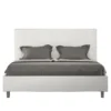 Letto 140x190cm contenitore francese con testiera a linee verticali bianco LIT318