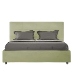 Letto 140x190cm contenitore francese con giroletto in microfibra tè verde LIT290
