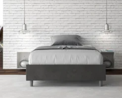 Letto 140x190cm contenitore francese sommier in microfibra grigio LIT260