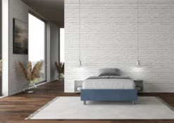 Letto 140x190cm contenitore francese sommier in microfibra blu LIT260
