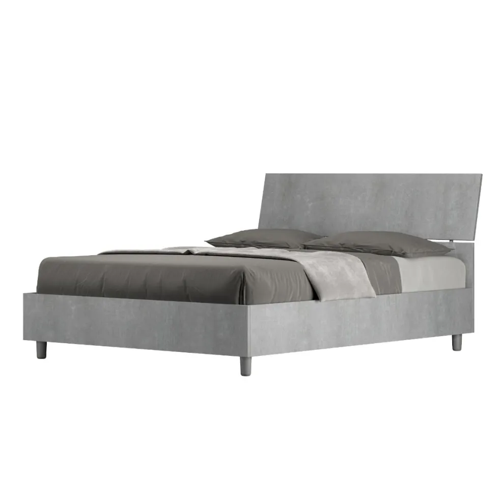 Letto 140x200cm contenitore francese testiera inclinata cemento LIT346