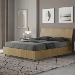 Letto 140x200cm contenitore francese testiera inclinata quercia LIT346