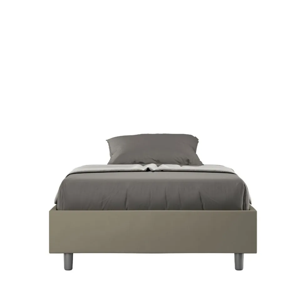 Letto 140x190cm contenitore francese sommier in similpelle cappuccino LIT258