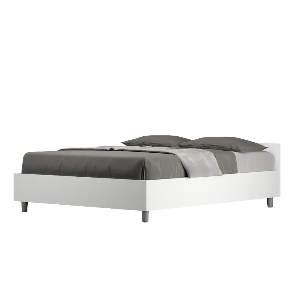 Letto 140x200cm contenitore francese effetto legno bianco frassino LIT338