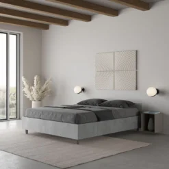 Letto 140x190cm contenitore francese moderno cemento LIT336