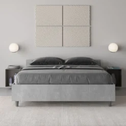 Letto 140x190cm contenitore francese moderno cemento LIT336