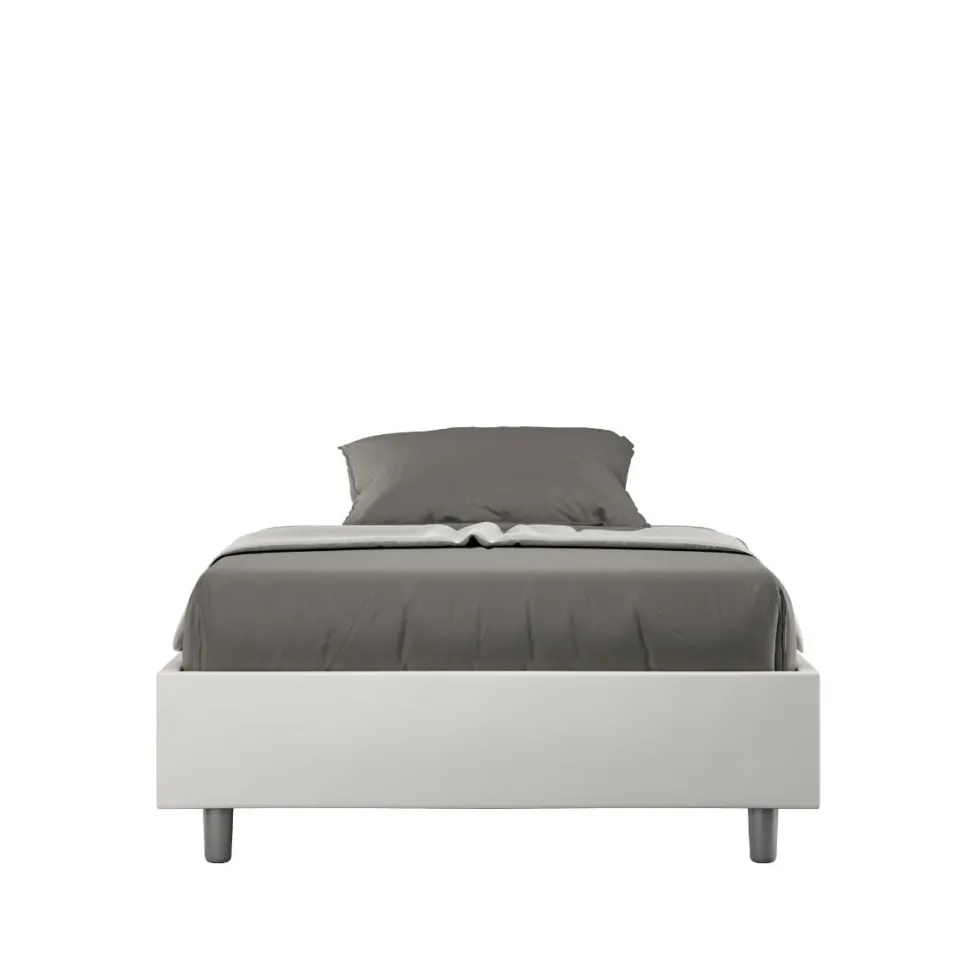 Letto 140x200cm contenitore francese sommier in similpelle bianco LIT262