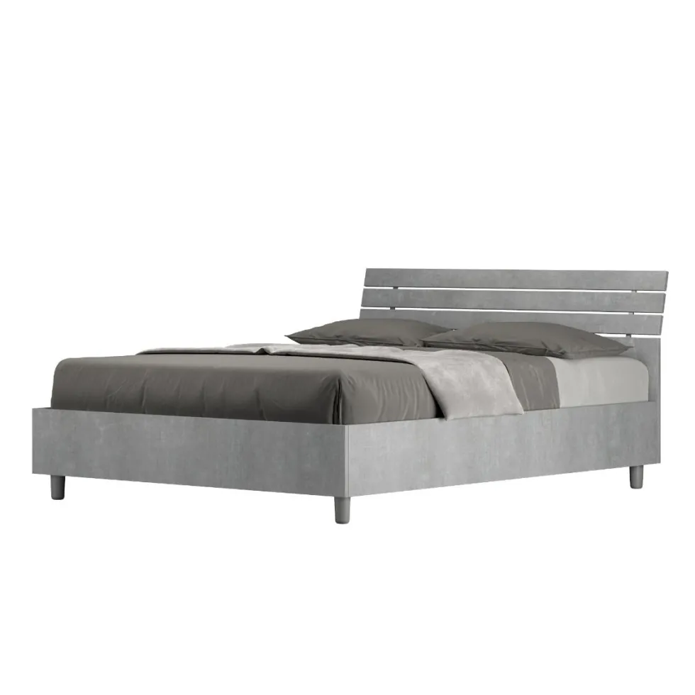Letto 140x190cm contenitore francese testata inclinata cemento LIT352
