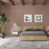 Letto 140x190cm contenitore francese testata inclinata quercia LIT352