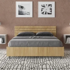 Letto 140x190cm contenitore francese testata inclinata quercia LIT352