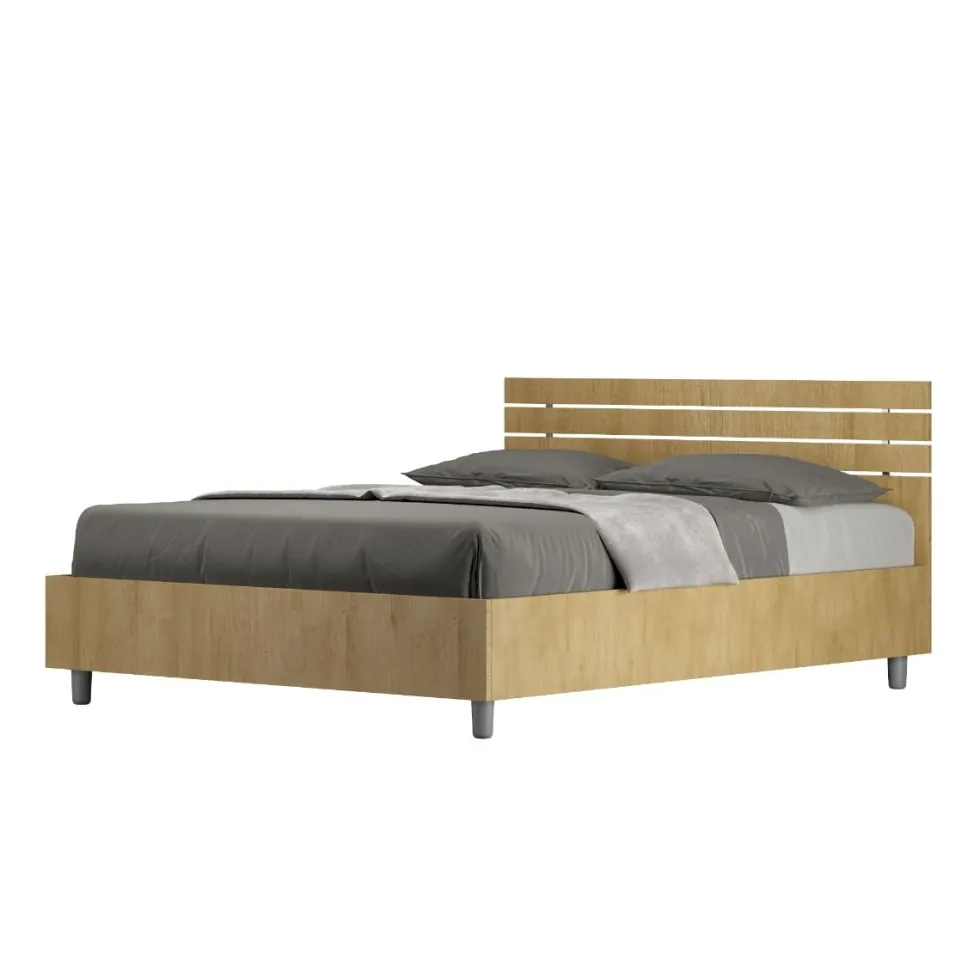 Letto 140x190cm contenitore francese testata dritta quercia LIT348