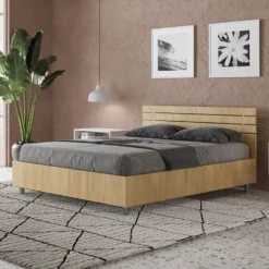 Letto 140x190cm contenitore francese testata dritta quercia LIT348