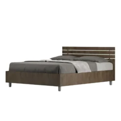 Letto 140x190cm contenitore francese testata dritta noce LIT348