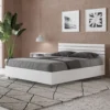 Letto 140x190cm contenitore francese testata dritta bianco frassino LIT348