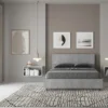 Letto 140x190cm contenitore francese testiera dritta cemento LIT340
