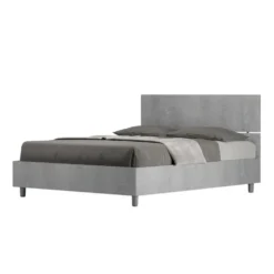 Letto 140x190cm contenitore francese testiera dritta cemento LIT340