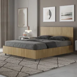 Letto 140x190cm contenitore francese testiera dritta quercia LIT340