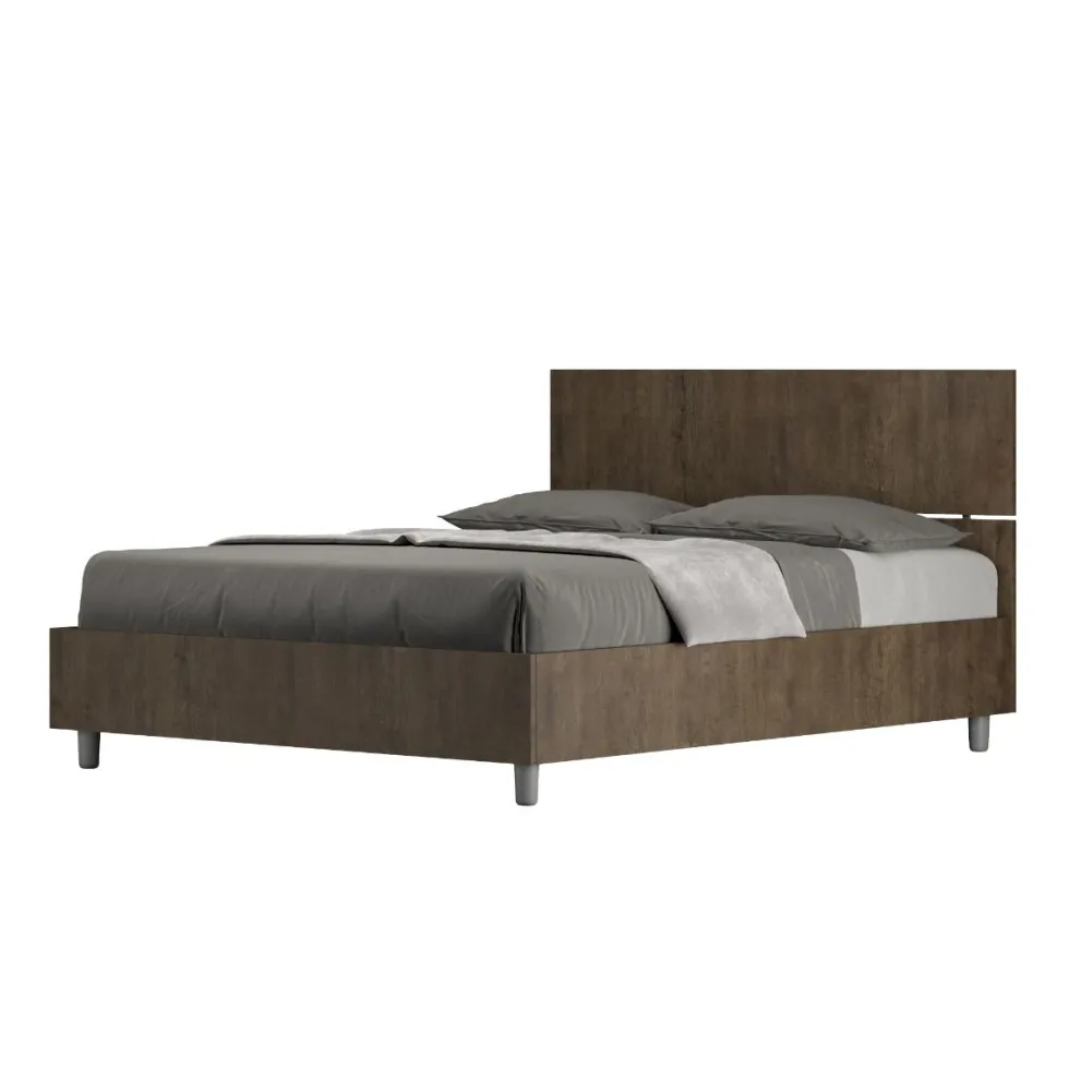 Letto 140x190cm contenitore francese testiera dritta noce LIT340