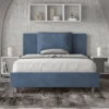 Letto 140x190cm contenitore francese giroletto imbottito in microfibra blu LIT276