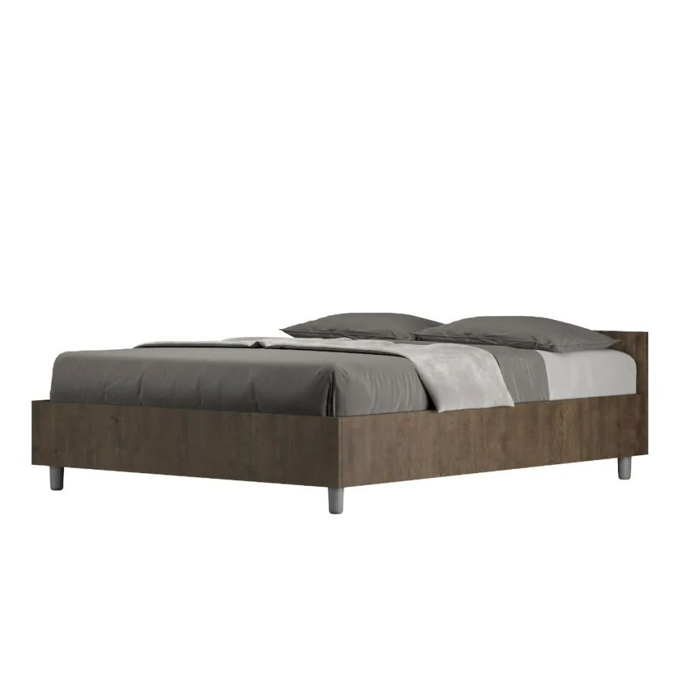 Letto 140x190cm contenitore francese effetto legno noce LIT336