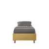 Letto 80x210cm contenitore singolo sommier in microfibra ocra LIT12