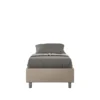 Letto 80x210cm contenitore singolo sommier in similpelle tortora LIT10