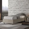 Letto 80x200cm contenitore singolo sommier in microfibra sabbia beige LIT8