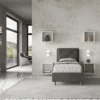 Letto 80x210cm contenitore singolo con tre bottoni in microfibra grigio LIT54