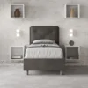 Letto 80x190cm contenitore singolo con tre bottoni in microfibra grigio LIT46