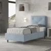 Letto 80x190cm contenitore singolo con tre bottoni in microfibra azzurro LIT46