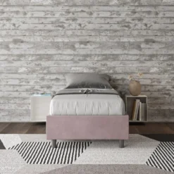 Letto 90x210cm contenitore sommier in microfibra glicine lilla LIT98
