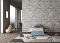 Letto 90x200cm contenitore sommier in microfibra azzurro LIT96