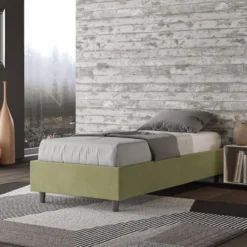 Letto 90x190cm contenitore sommier in microfibra tè verde LIT94