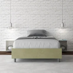 Letto 120x190cm contenitore sommier in microfibra tè verde LIT138