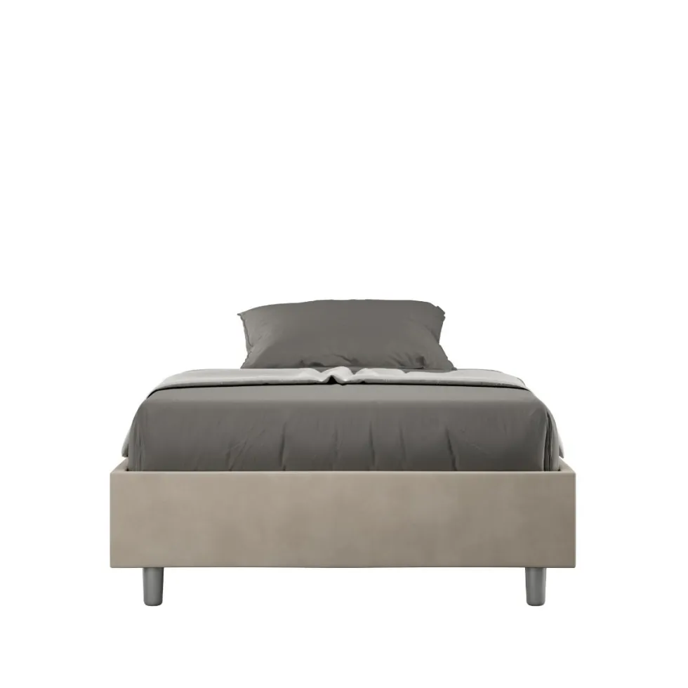 Letto 120x190cm contenitore sommier in microfibra sabbia beige LIT138
