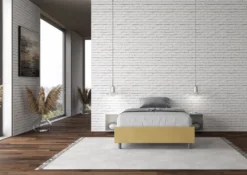 Letto 120x190cm contenitore sommier in microfibra ocra LIT138