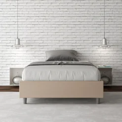 Letto 120x200cm contenitore sommier in similpelle tortora LIT140