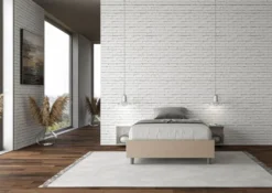 Letto 120x200cm contenitore sommier in similpelle tortora LIT140